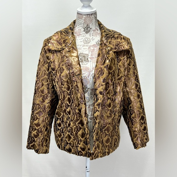 ERIN LONDON Brown reptile imprinted lined jacket size M - Picture 1 of 14